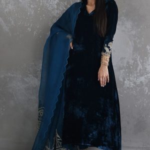Luxury Pret – Blue Embroidered Dress