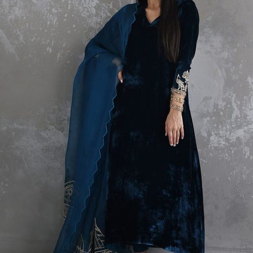 abx Luxury Pret – Blue Embroidered Dress